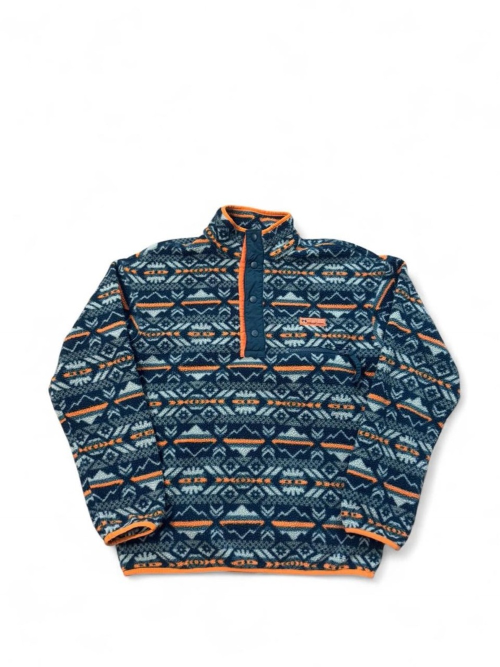 Columbia Helvetia snap t fleece geometric Aztec green orange S mens pullover